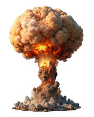 Nuclear explosion on transparent background