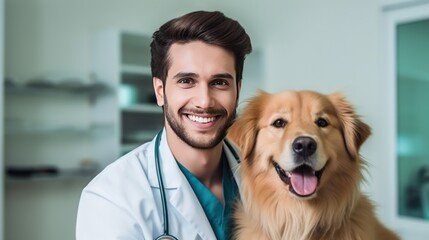 Caucasian veterinary doctor checks the health of a little kitten.