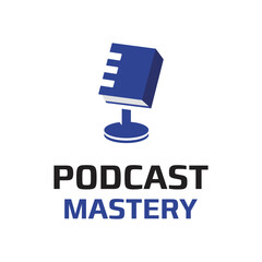 Podcast logo combination of book, podcast speaking course. suitable for use as a podcast speaking training logo