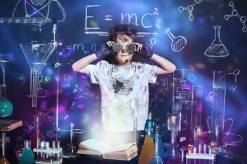 boy scientist in chemistry