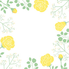 黄色いバラとかすみ草の背景