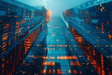 Futuristic Glass Architecture in Downtown Financial District - Powered by Adobe