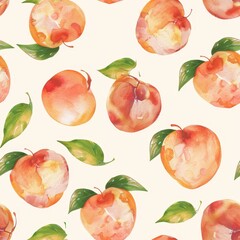 watercolor seamless pattern of peach.