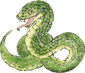 年賀状　年賀2025　巳年　巳　蛇　へび年　墨絵　水墨画　版画　水彩　手描き　イラスト素材