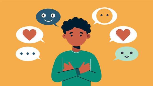 A person utilizes positive selftalk reminding themselves to choose kindness and understanding instead of reacting with anger.. Vector illustration