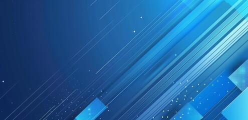Blue backdrop with diagonal lines, creating a visually appealing abstract design for technology and business projects - obrazy, fototapety, plakaty
