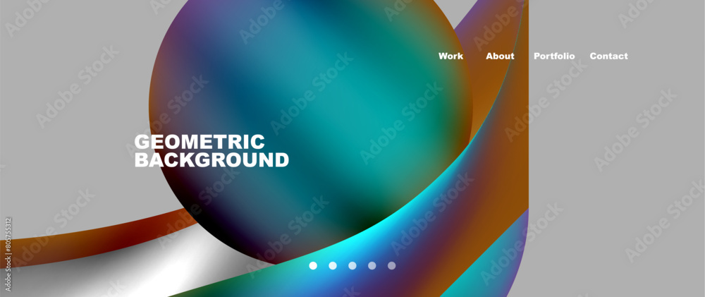 Poster geometric background featuring a circle in electric blue and magenta, surrounded by a pattern of tra
