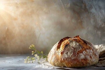 Loaf of bread on table