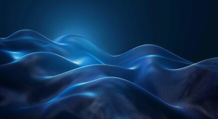 Obraz premium Blue background with glowing light, simple shapes, curved lines, and smooth curves