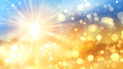 Abstract summer backdrop with sunburst effect and blurred elements. Warm and vibrant design concept
