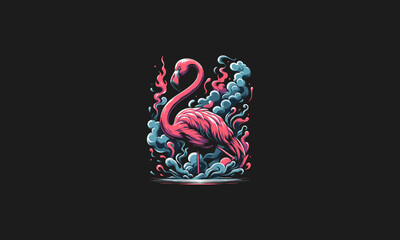 flamingo with flames vector illustration artwork design