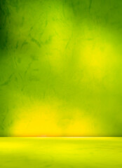 Summer Background Green Yellow Abstract Studio Color Podium Kitchen Gradient Blue Blur Platform Minimal Cosmetic Table Product Backdrop Mockup Room Light Wall Abstract Spring Space Beauty Template.