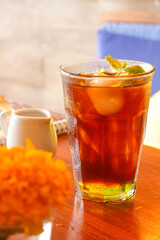 Iced tea with lychee.