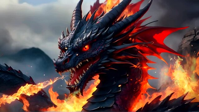 fire dragon head 4k