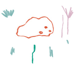 Cute line hand drawn watercolor illustration