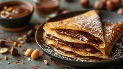 Nutella stuffed crepes, hazelnut spread