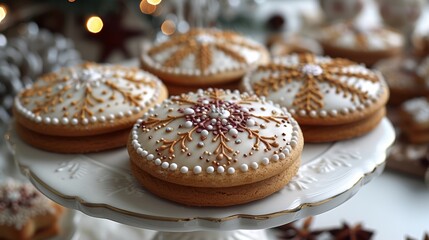 Gingerbread cookies, intricately decorated