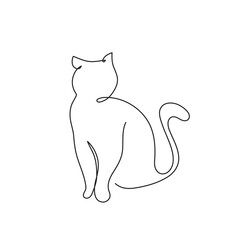 Continuous line cat. One line cat using minimalist. Vector