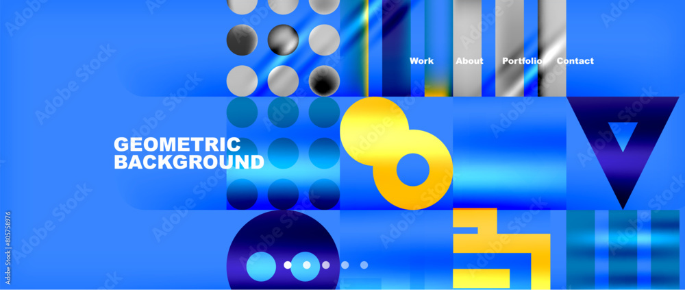 Aufkleber light blue geometric shapes on a blue background create a modern and techinspired design for audio e