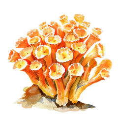 Coral polyp ,illustration watercolor isolate 