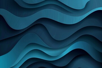 Dark cyan paper waves abstract banner design. Elegant wavy vector background