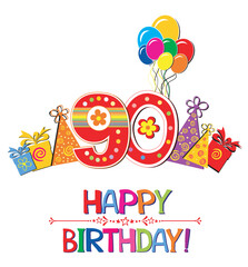 Happy birthday card. Celebration background with number twelve, balloon, gift box and place for your text. Vector illustration