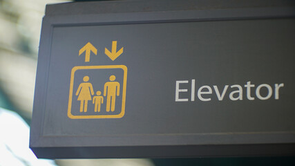 Elevator pictogram inside subway platform