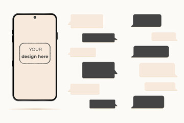 Mobile phone with chat isolated on white  background. Phone vector mockup 