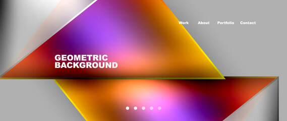 A vibrant geometric background featuring colorful triangles on a gray backdrop. The mix of tints and shades like magenta and electric blue creates an eyecatching visual appeal