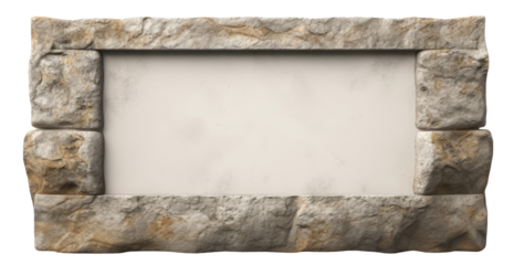 Blank big blank horizontal stone signboard isolated on transparent background