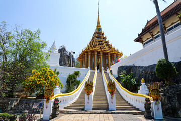 Mondop, an old Buddhist temple that houses the Buddha's footprint of the Buddha symbol of holiness...