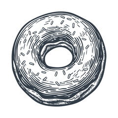 Donut vintage woodcut drawing vector