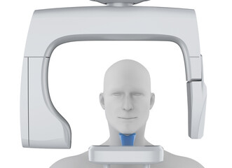 X-ray scanner machine with dummy patient for dental treatment