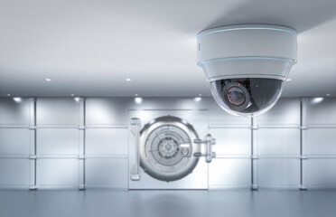 Security camera in safe deposit boxes room