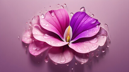pink flower with drops
