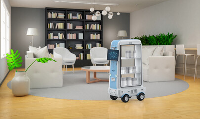 Delivery robot trolley or robotic assistant carry stuff for household use