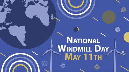 National Windmill Day vector banner design illustration
