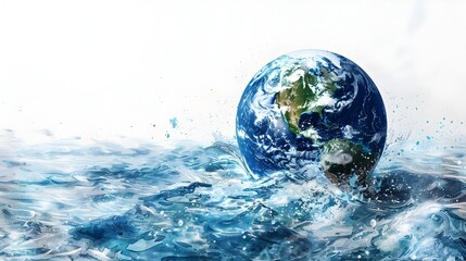 Serene Depiction of Earth Amidst Natural Variability and Hydrospheric Dynamism