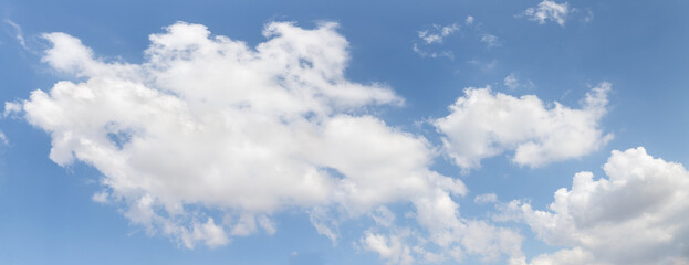 Panoramic view of clear cloudy autumn daytime sunny calm bright sky in northern Israel