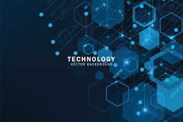 Abstract Blue hexagons technology background