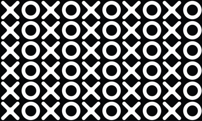 Tic tac toe pattern seamless. White isolated on black background