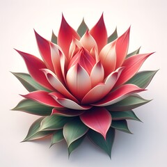A vibrant red lotus flower depicted in a 3D rendering - obrazy, fototapety, plakaty