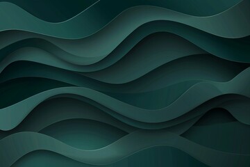 Dark jade paper waves abstract banner design. Elegant wavy vector background