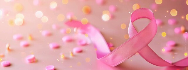 Fototapeta premium Breast Cancer Awareness Month celebrated every October. Pink October as woman around the world adopt the pink colour to raise awareness about breast health