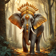 Elephant wearing gold
