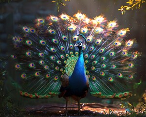Obraz premium A stunning photograph of a peacock in full plumage