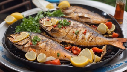 grilled fish with lemon