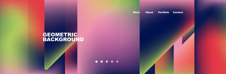 Obraz premium A vibrant geometric background featuring liquid shades of purple, magenta, and electric blue, created with advanced technology. The blurred effect adds depth to the rectangular shapes