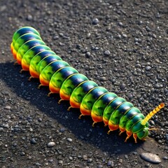An oil slick vibrant colored caterpillar