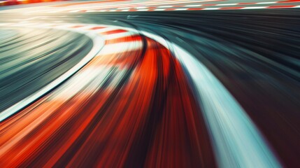 Dynamic image of blurred motion lines on a racetrack creating a sense of high speed